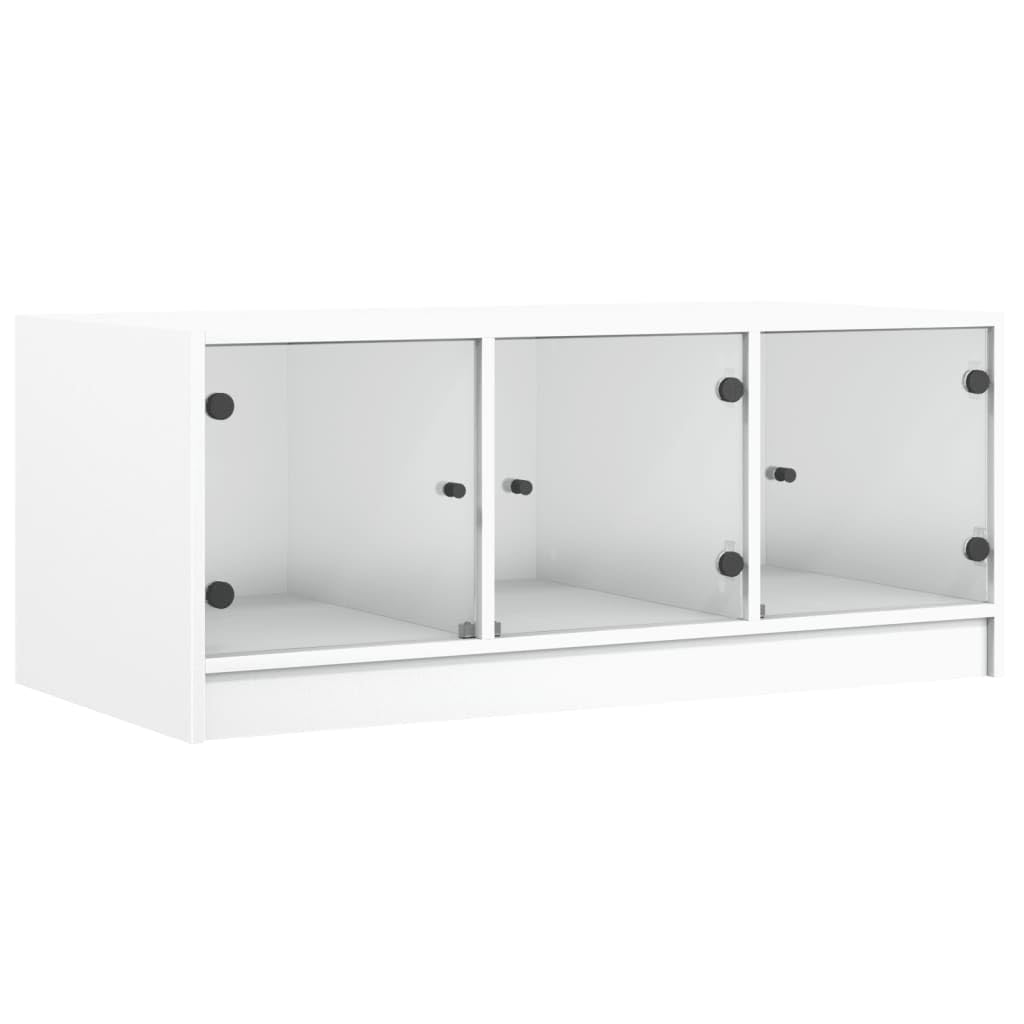 vidaXL Couchtisch Glastüren Weiß 102x50x42 cm Tisch