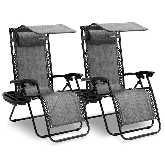 Serenelife Camping Zero Gravity Liegestuhl grau 2er Set