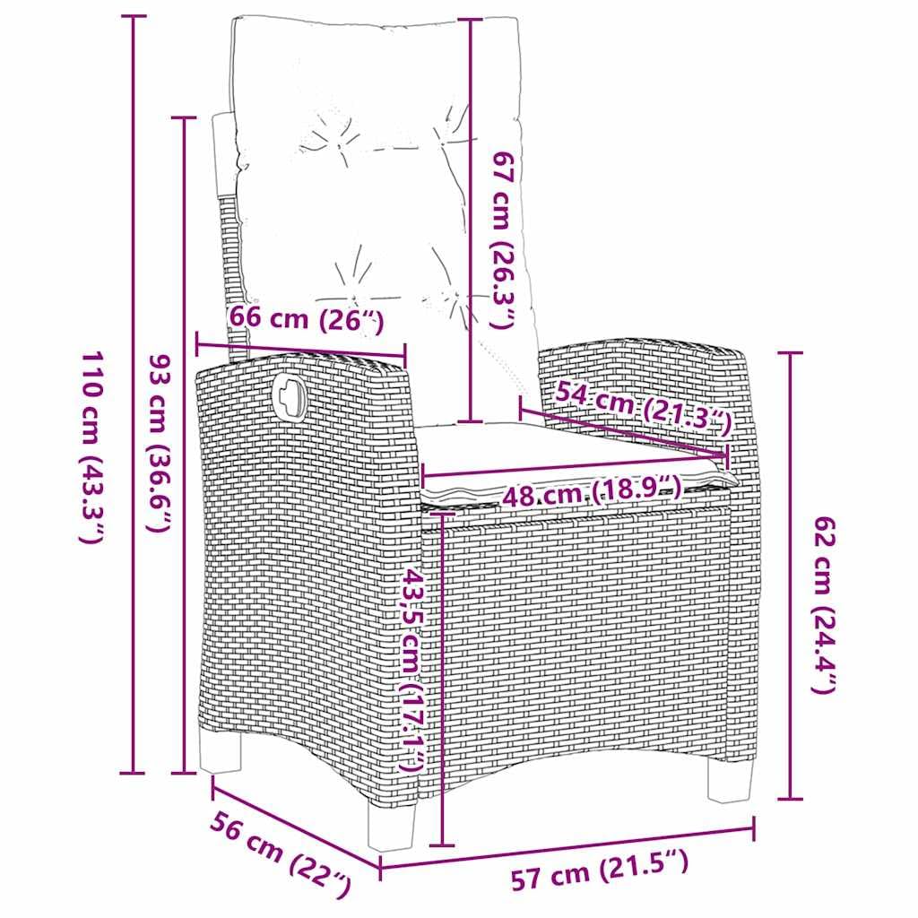 vidaXL Garten Essgruppe Schwarz Poly-Rattan 9 Stk.