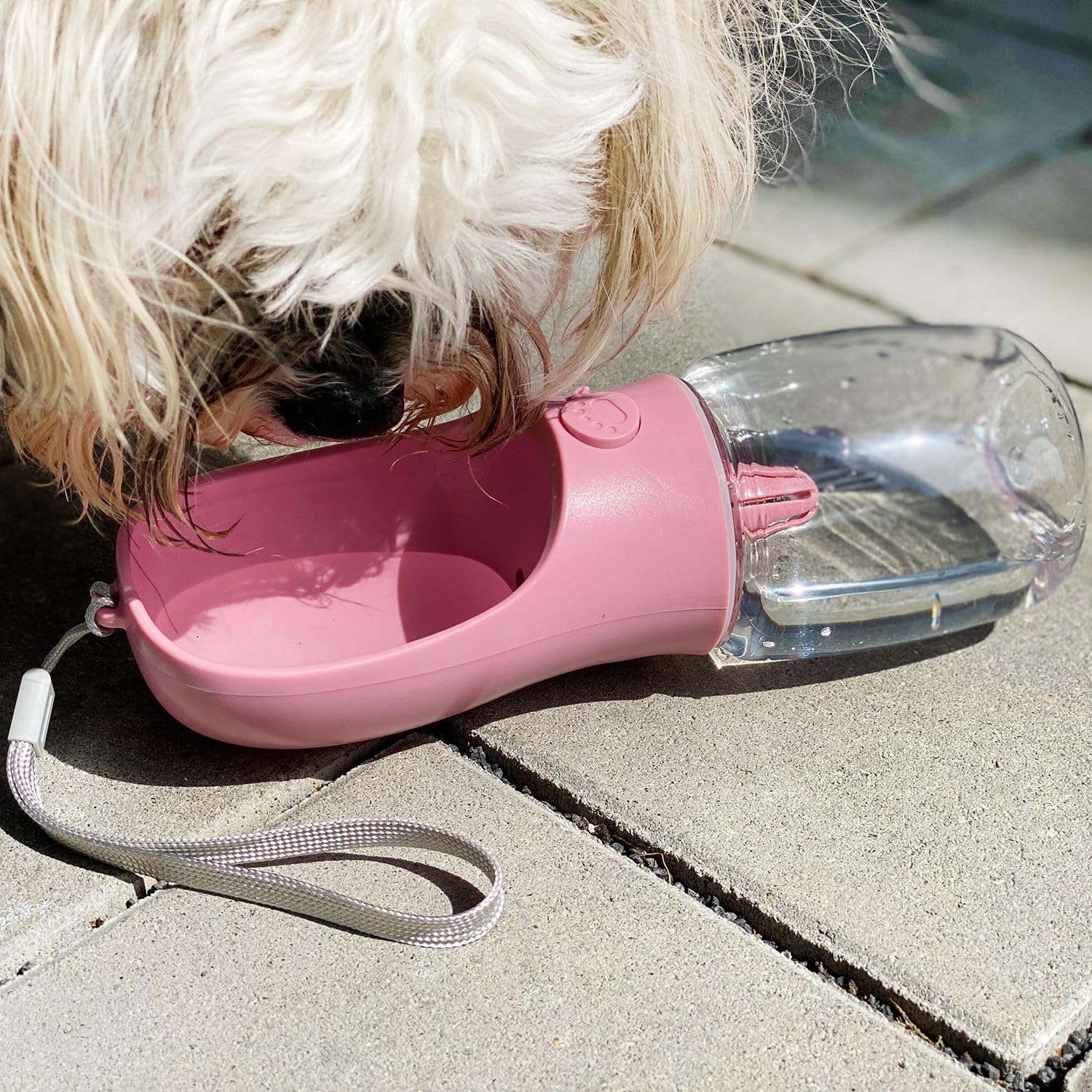Intirilife Hunde Trinkflasche rosa 300 ml auslaufsicher Kunststoff
