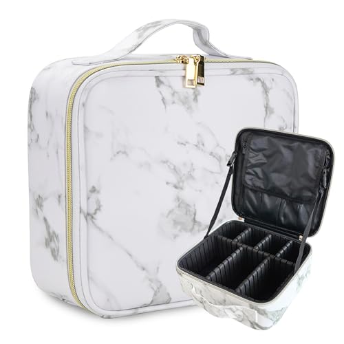 Intirilife Make Up Tasche Marmor grau-weiß 26 cm mit Fächern
