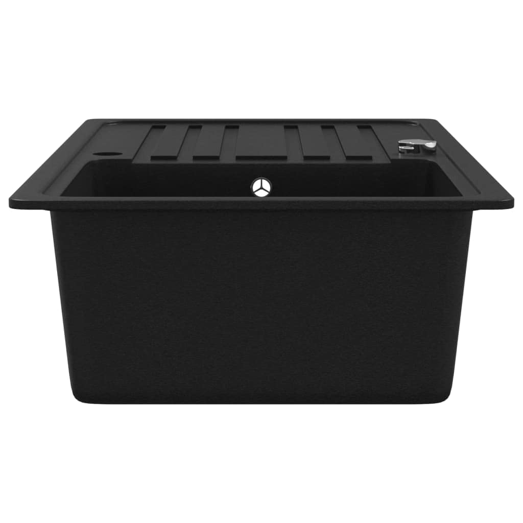 vidaXL Granitspüle Schwarz Reversibel mit Abtropffläche