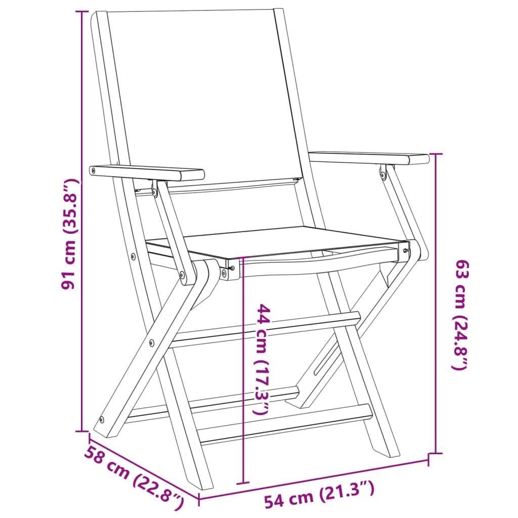 vidaXL Bistro-Set Anthrazit 3-tlg Akazie 60x60 cm klappbar