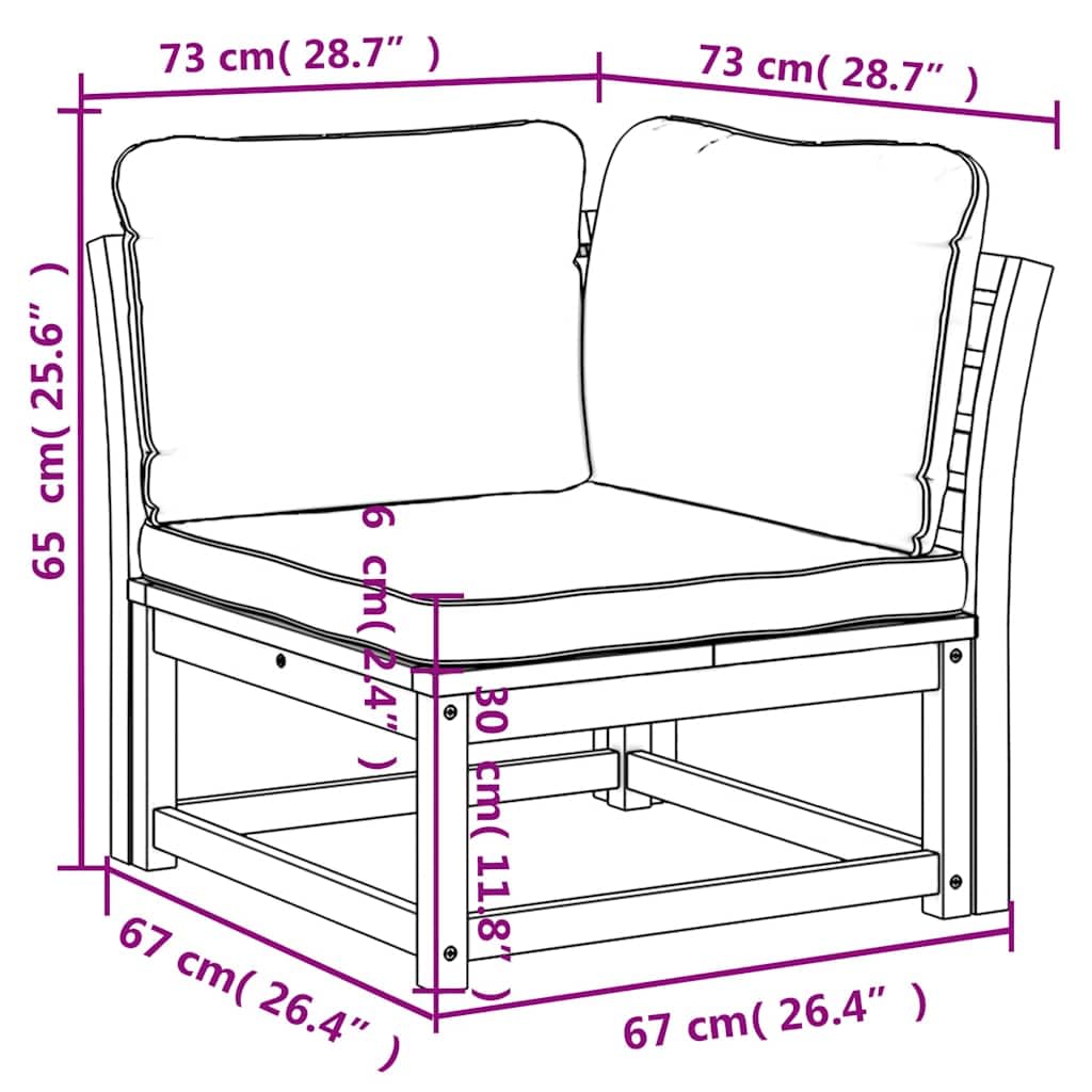 vidaXL Heim & Garten Garten-Ecksofa Creme Akazie 73 cm