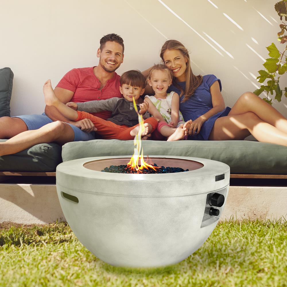 Serenelife Fire Pit Feuertisch Gas 40000 BTU Blaues Glas