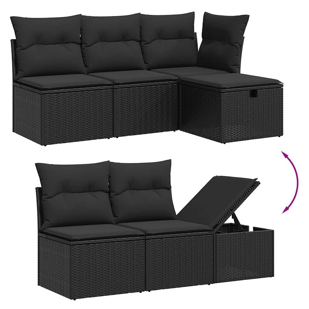 vidaXL Heim & Garten 6-tlg. Garten-Sofagarnitur Schwarz Rattan