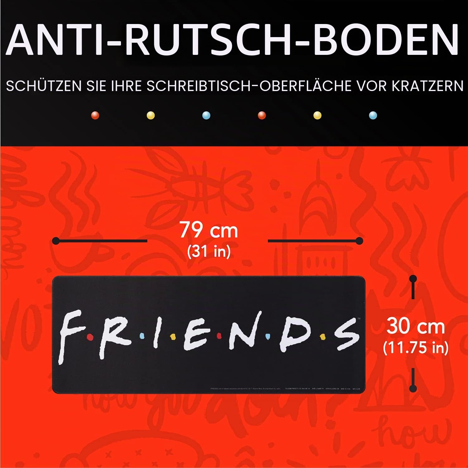 Paladone Homeware Friends Desk Mat Logo 30x80 cm