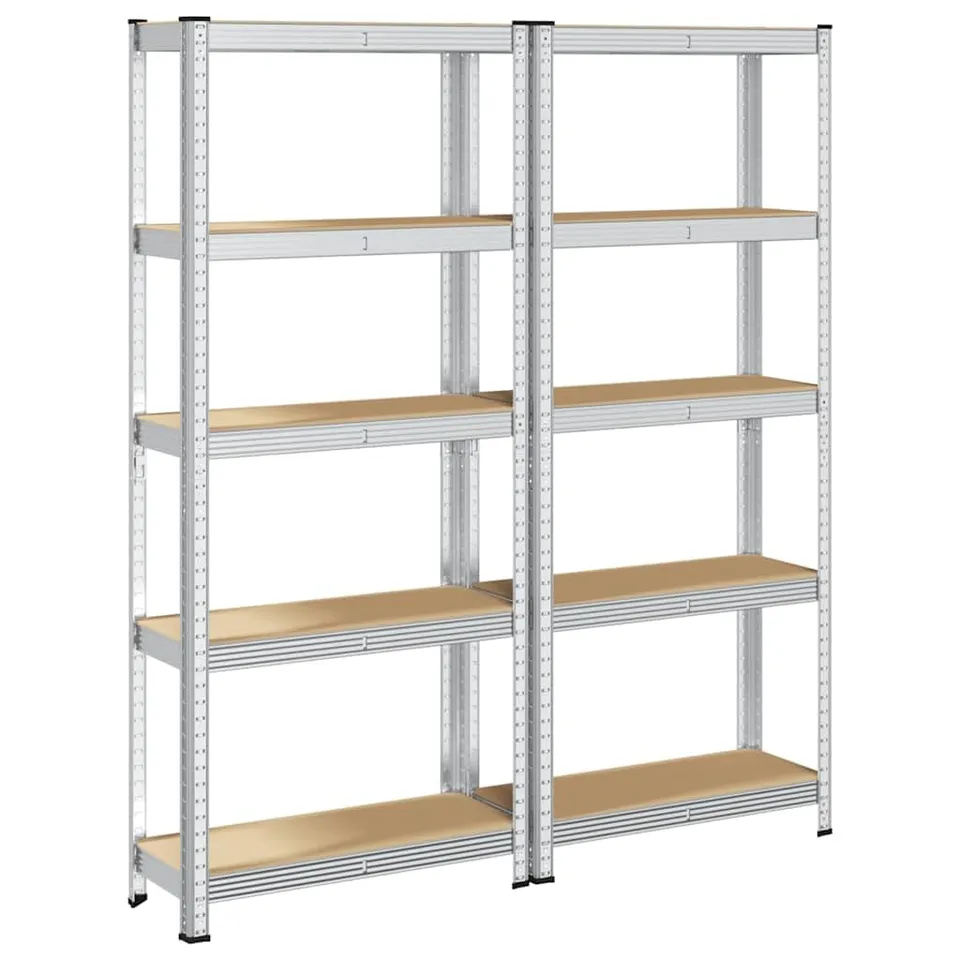 vidaXL Regal-Set 5 Böden 2 Stk Silber Schwerlastregal