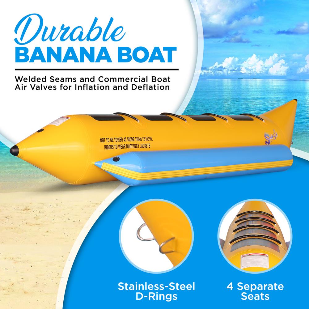 Serenelife Pool SLBBFL4 Bananenboot 4 Personen PVC mit Pumpe