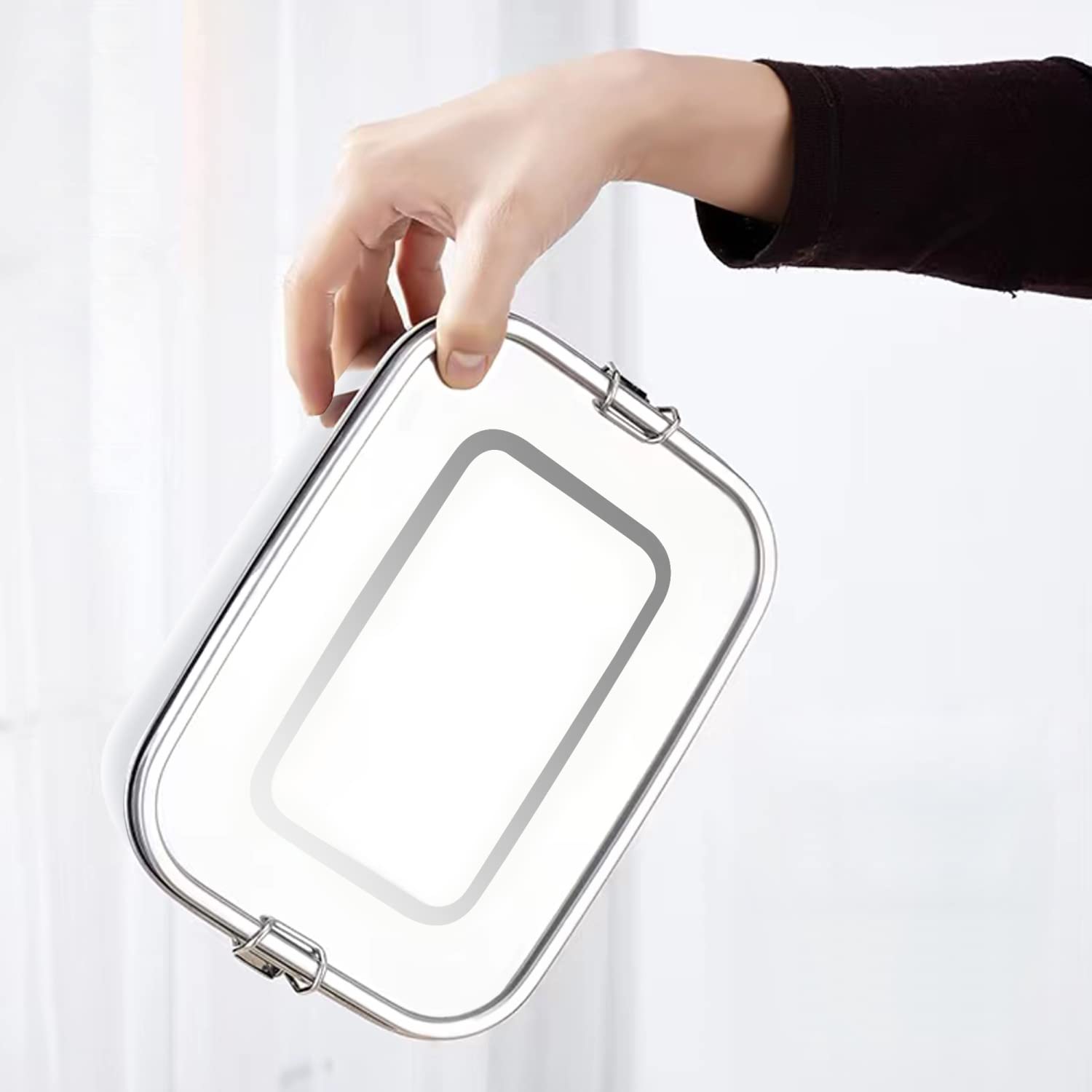 Intirilife Lunchbox Edelstahl 550 ml Silber auslaufsicher