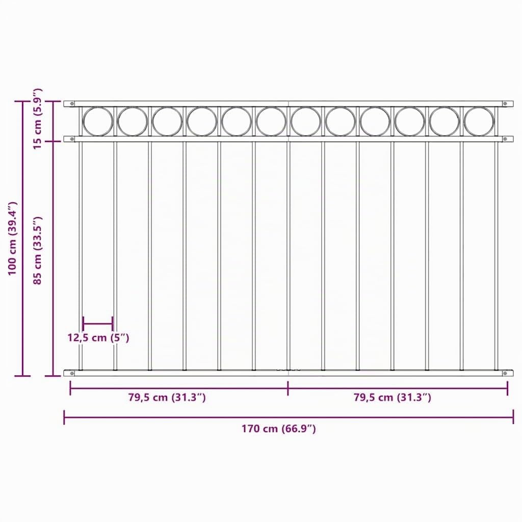 vidaXL ASSEN Zaunelement 1,7x1 m schwarz Stahl
