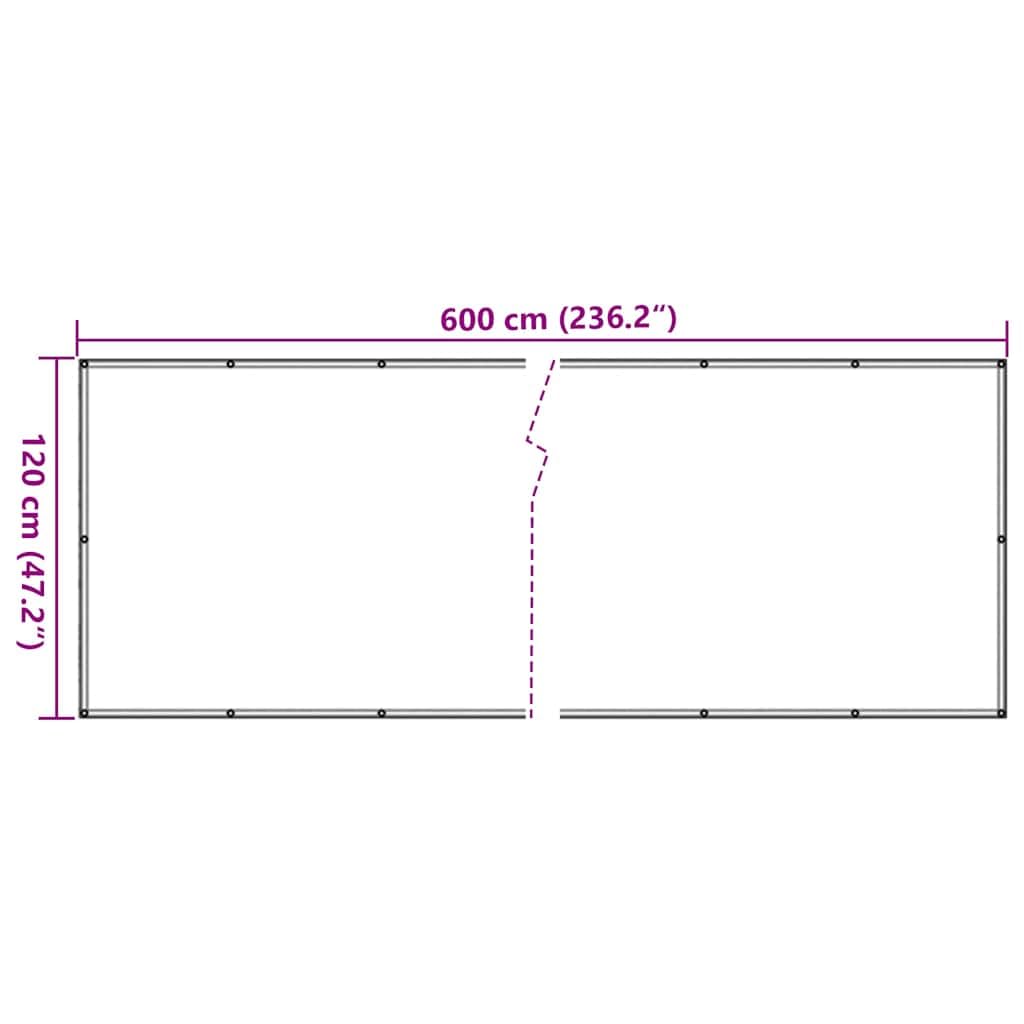 vidaXL Garten-Sichtschutz Steinoptik Grau 600x120 cm PVC