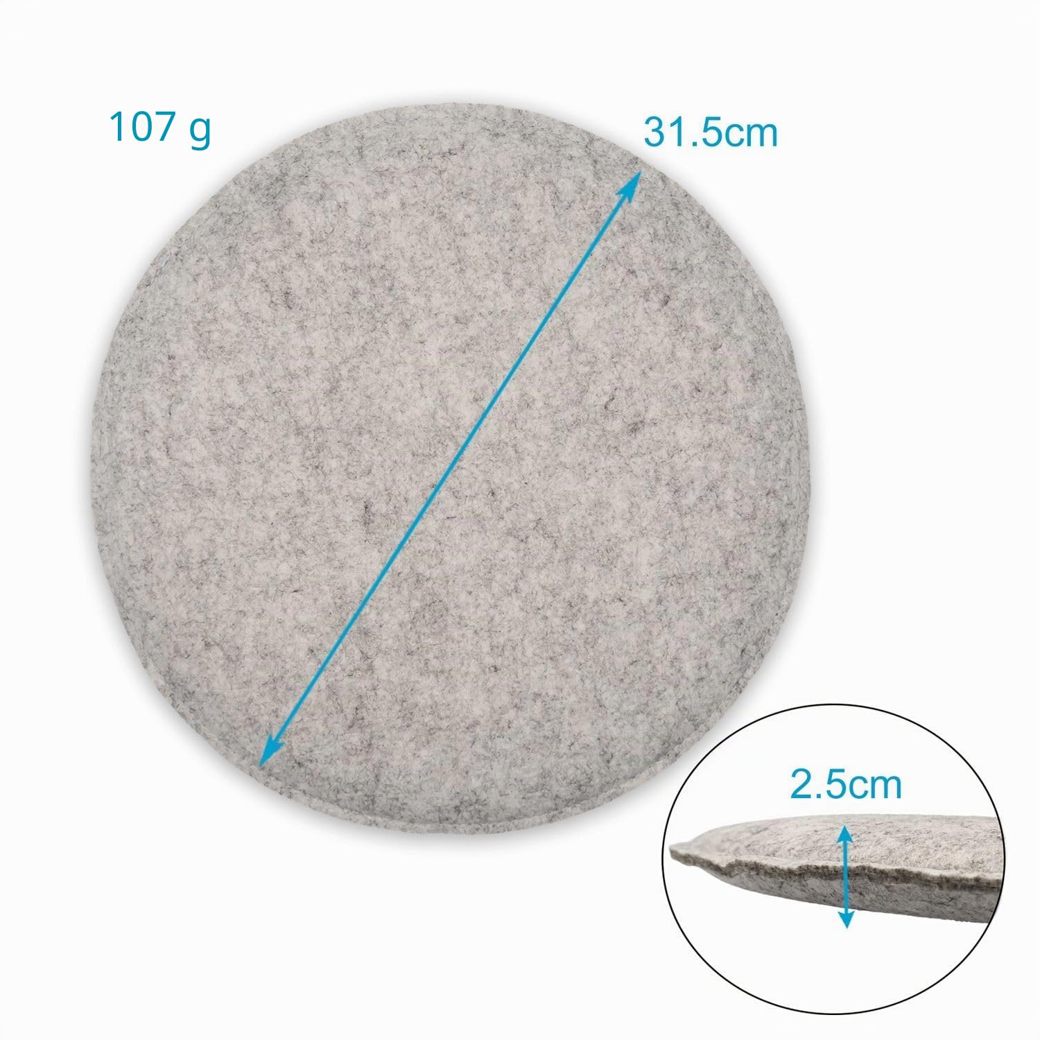 Intirilife Sitzkissen Filz Grau rund 31,5 cm 4er Set