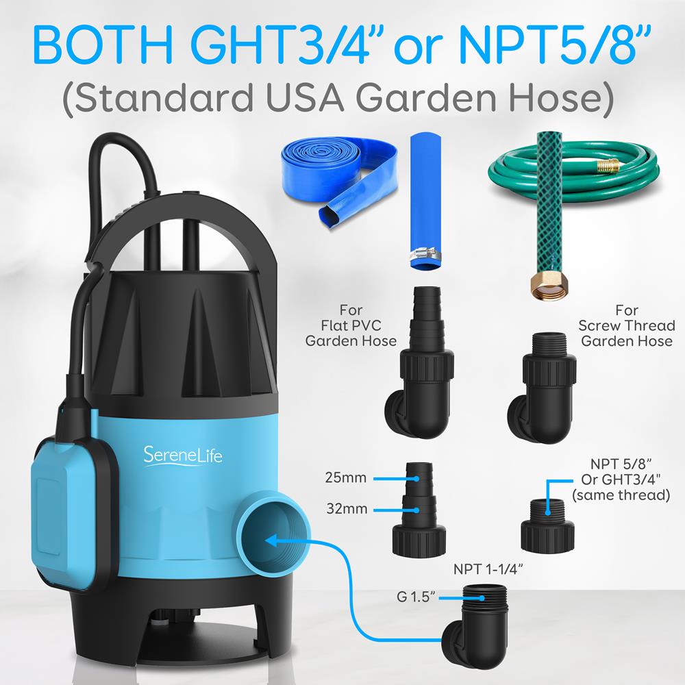 Serenelife Outdoor Tools SLBSMPMP50 Tauchpumpe Blau 7500 L/h