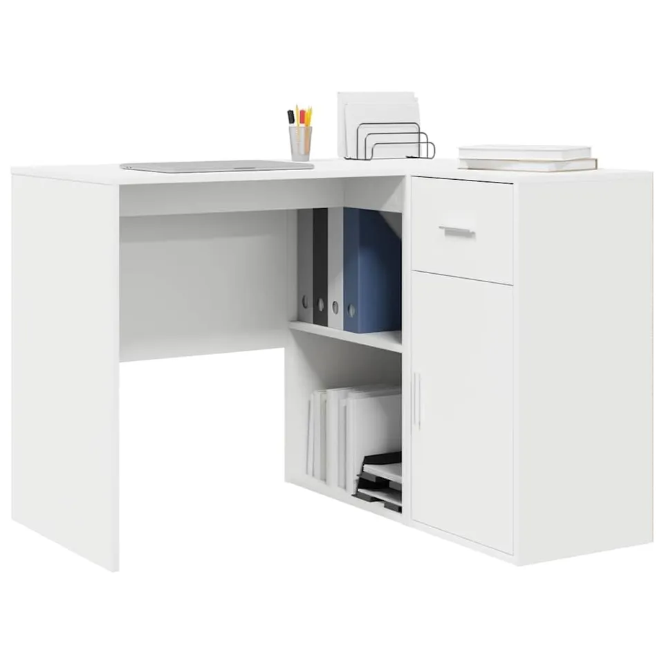 vidaXL Möbel Eck-Schreibtisch Weiß 102x88x75 mit Regal