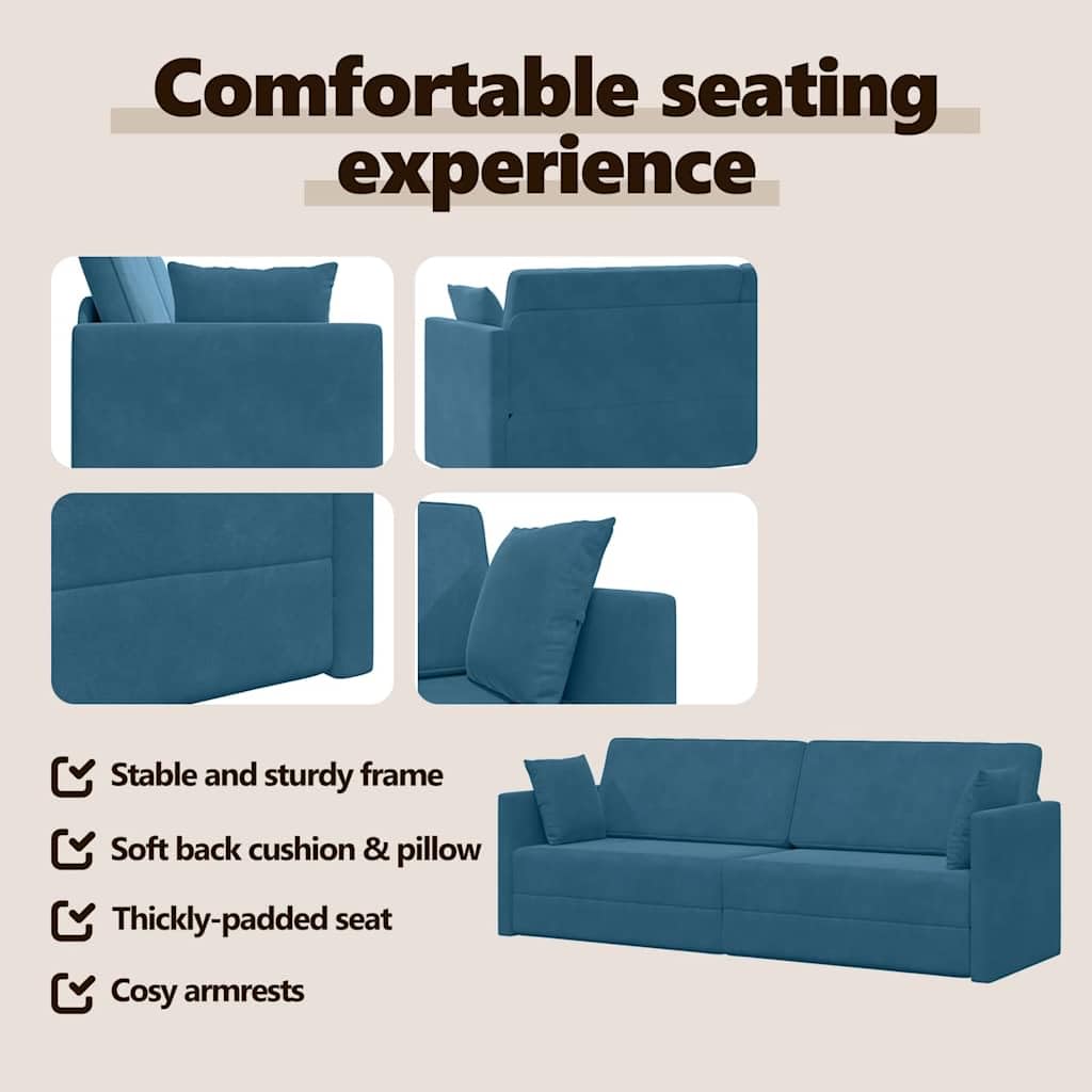 vidaXL Möbel Boden-Sofa-Bett Samt Blau 213 cm