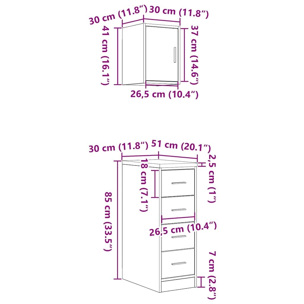 vidaXL Heim & Garten Garagenschränke 2 Stk. Weiß Holz