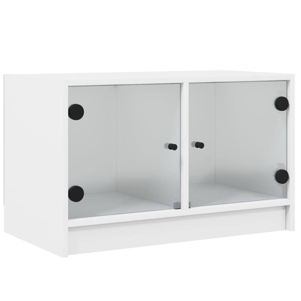 vidaXL TV-Schrank Glastüren Weiß 68x37x42 cm Lowboard