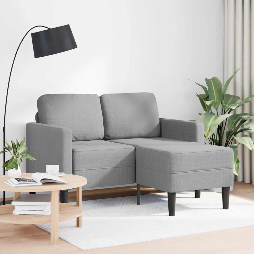 vidaXL 2-Sitzer-Sofa Hellgrau 125 cm Stoff L-Form mit Chaiselongue