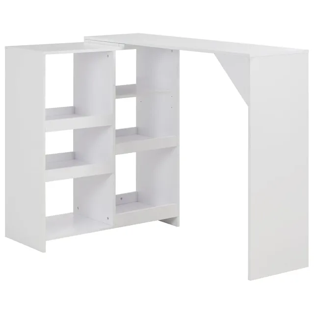 vidaXL Bartisch Weiß 138x39x110cm mit Regal Stehtisch