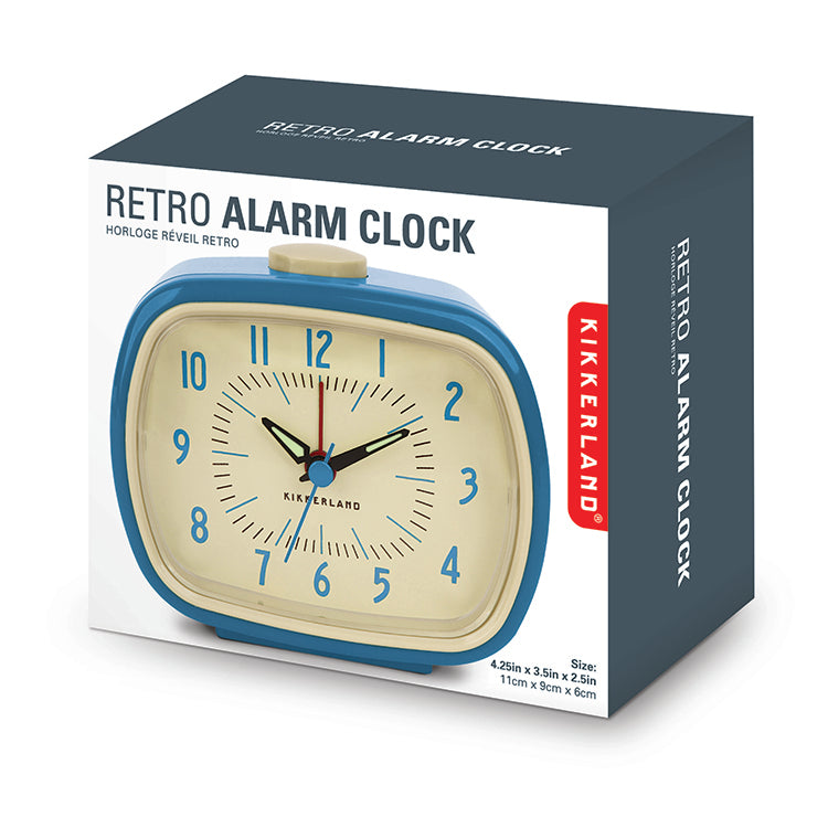 Kikkerland Home Retro Wecker Blau Analog mit Licht