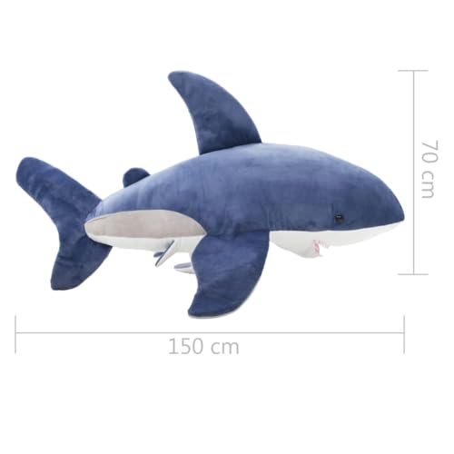 vidaXL Weißer Hai Kuscheltier Plüsch Blau-Weiß 150 cm