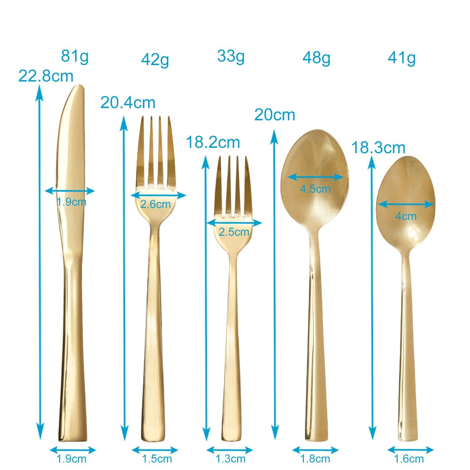 Intirilife Besteck Set 20-teilig Gold Edelstahl für 4 Personen