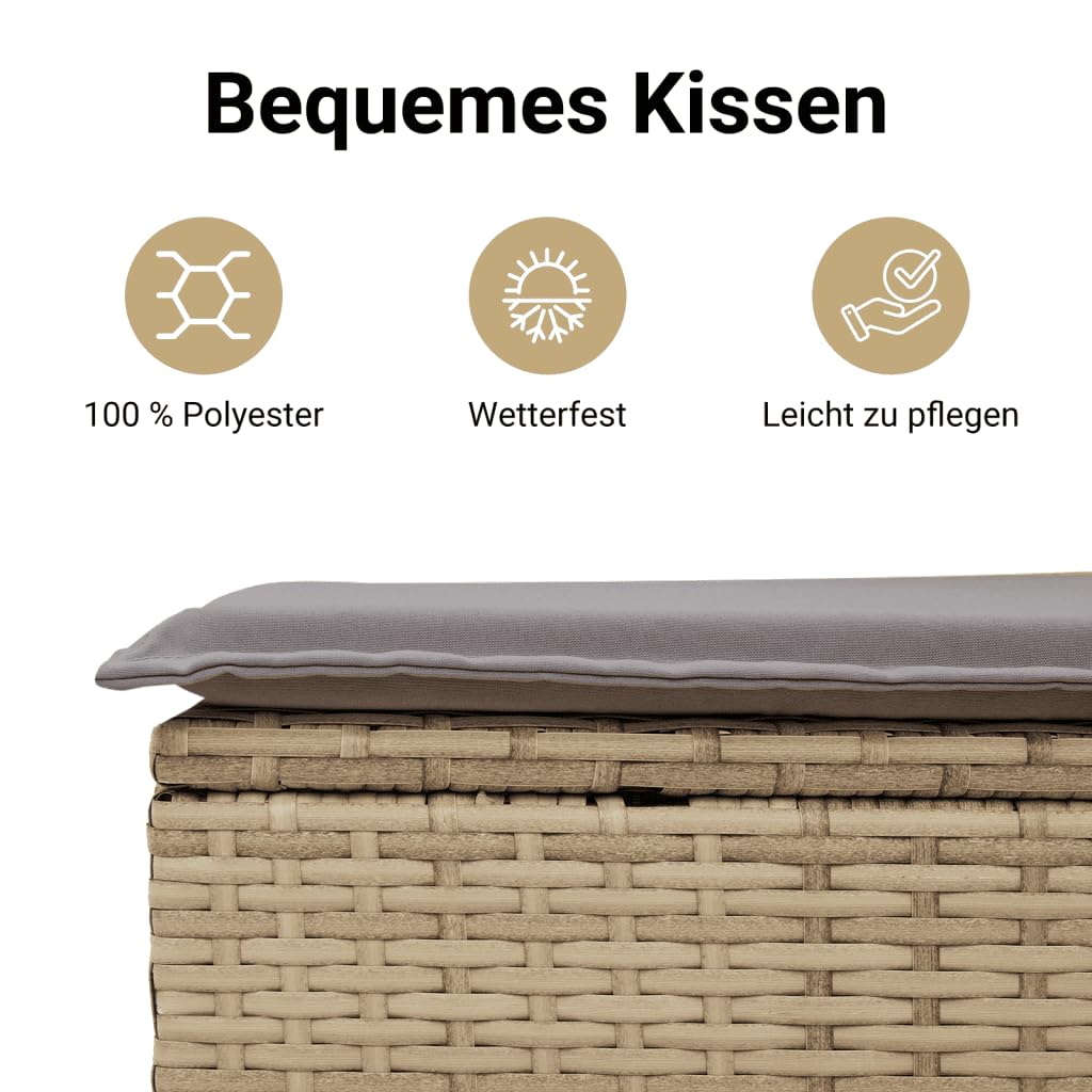 vidaXL Garten-Sofagarnitur 5-tlg Beige Poly Rattan mit Tisch