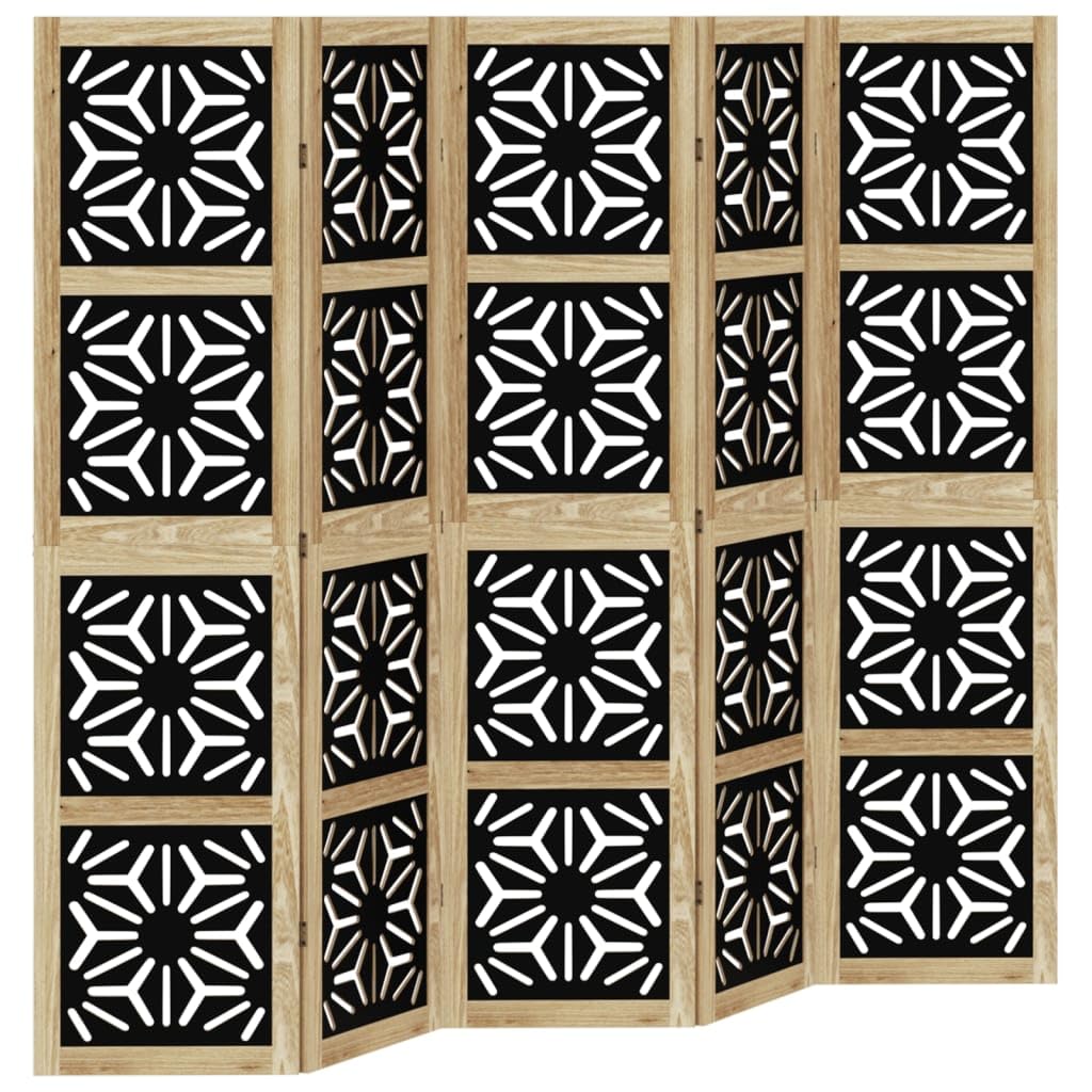vidaXL Raumteiler 3-tlg. 40x160 cm Braun Schwarz Paulownia