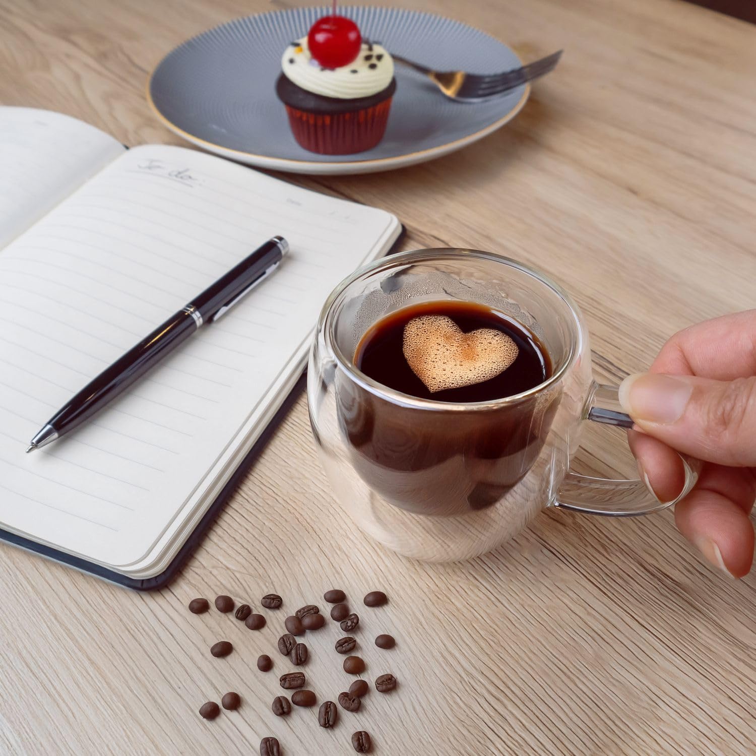Intirilife Thermogläser 100 ml 4er Set Espressogläser mit Henkel