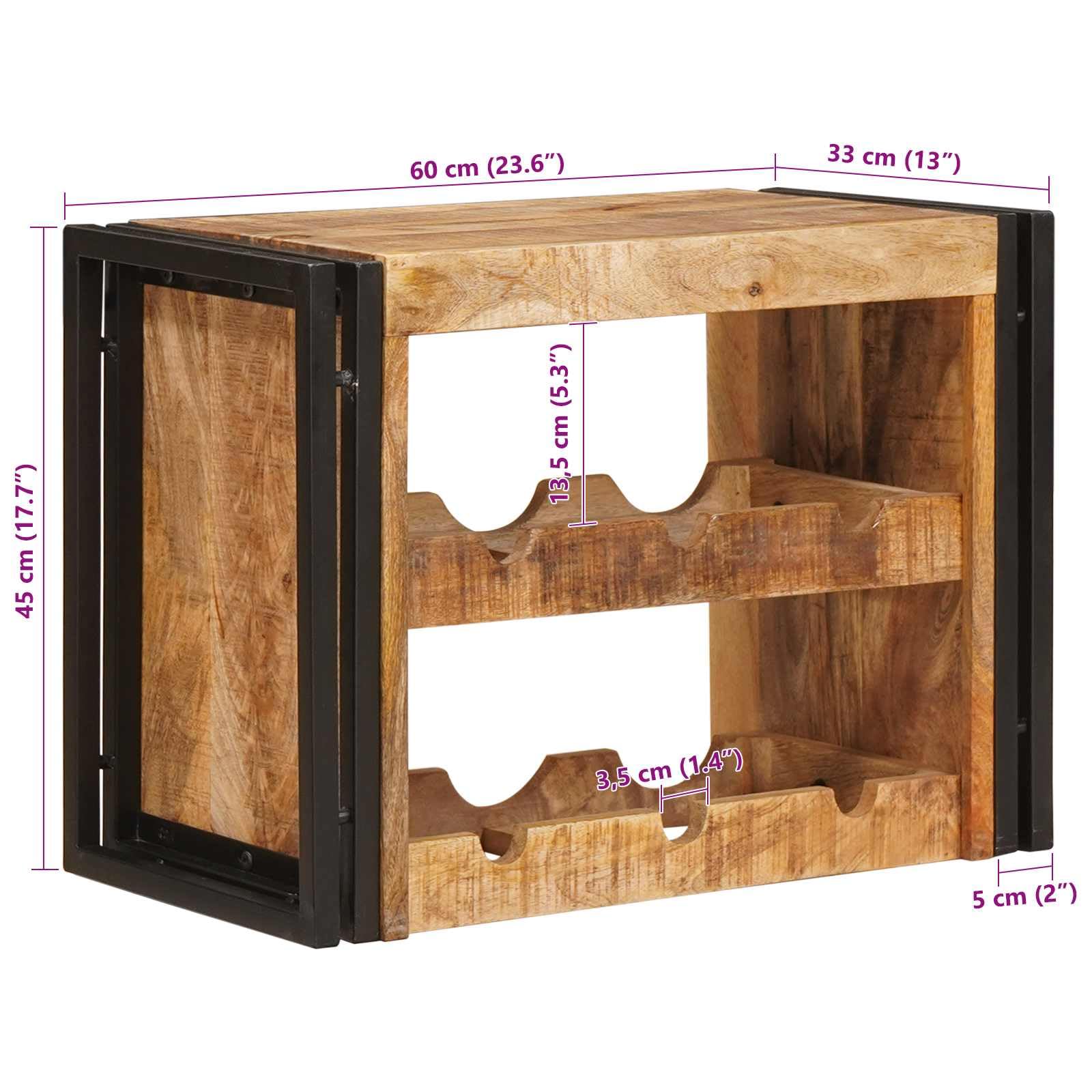 vidaXL Möbel Weinregal 60 cm Braun Raues Mangoholz