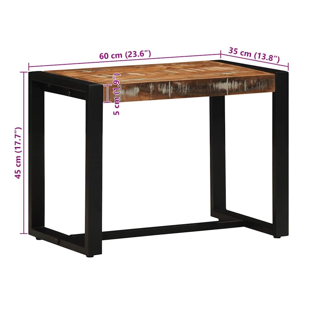 vidaXL Bank 60x35x45 cm Altholz Massivholz Sitzbank Bunt