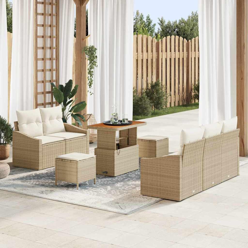 vidaXL Heim & Garten Gartensofa-Set 8-tlg Beige 178cm modular
