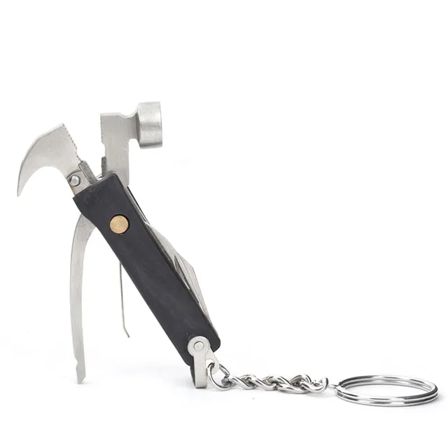 Kikkerland Mini Hammer Multitool schwarz mit Schlüsselring