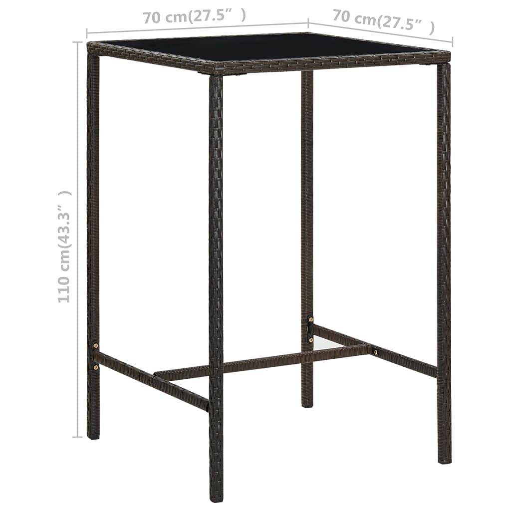 vidaXL Heim & Garten 5-tlg. Gartenbar-Set Rattan Braun 130 cm