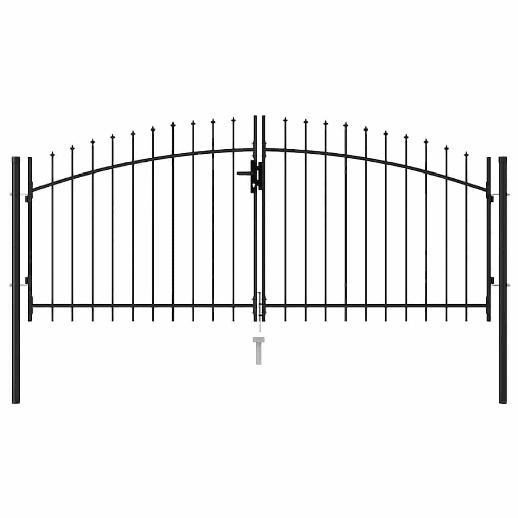 vidaXL Zauntor Stahl Schwarz 299,5x125cm Doppelflügel Tor