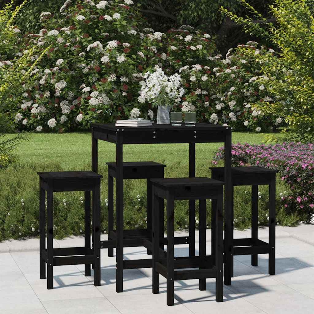 vidaXL 5-tlg. Gartenbar-Set Bartisch schwarz ohne Lehne