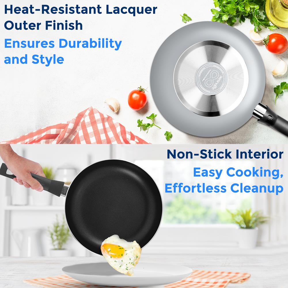 Serenelife Cookware Topfset 15-tlg Schwarz Antihaft