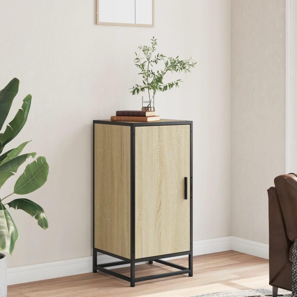 vidaXL Sideboard Sonoma-Eiche 35,5x35x76 cm Metallgestell