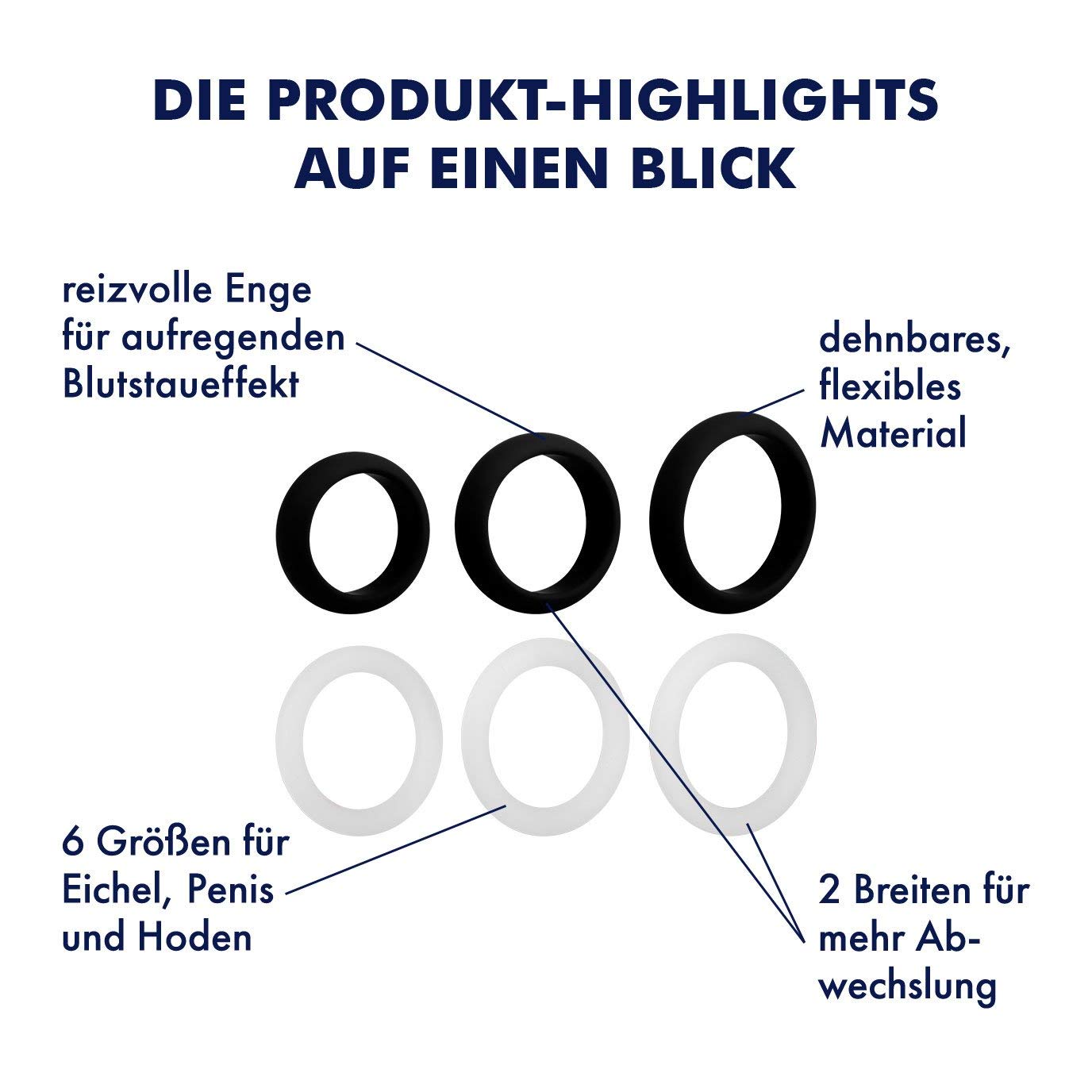 EIS Sextoys Zubehör Penisring-Set Silikon 3,5-5,1 cm 3-teilig
