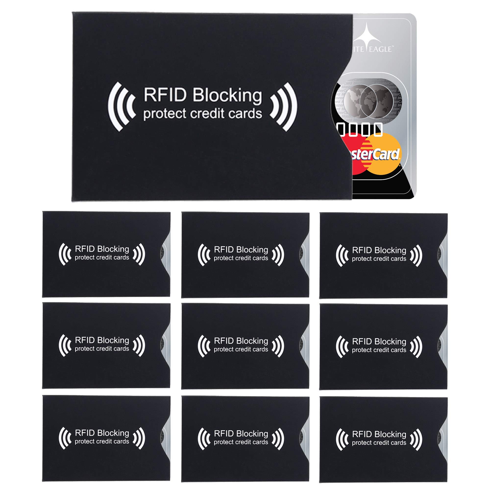 Intirilife RFID Schutzhülle Schwarz 10 Stück 8,7x5,8 cm Kreditkarte