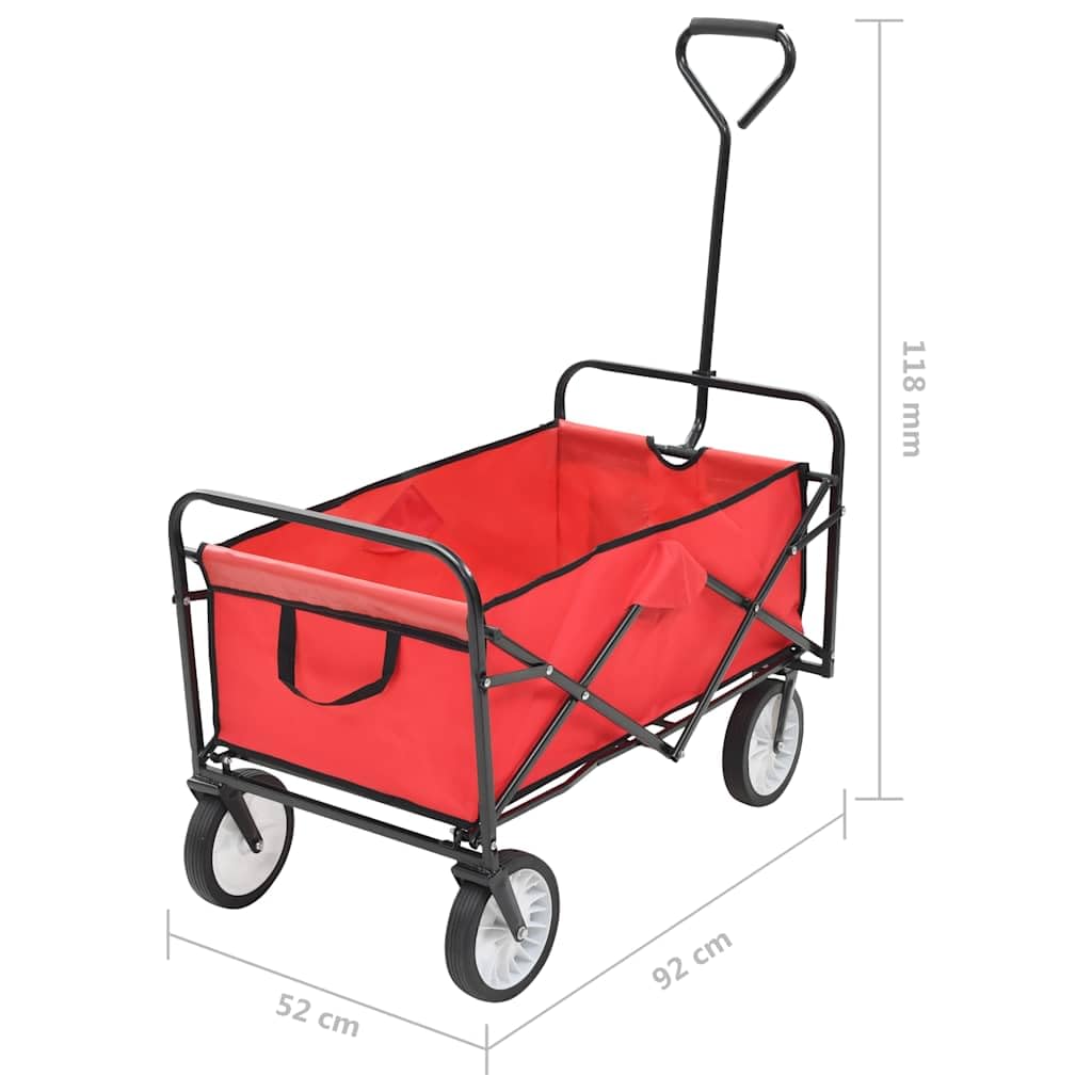 vidaXL Heim & Garten Handwagen klappbar Rot Stahl 75 kg