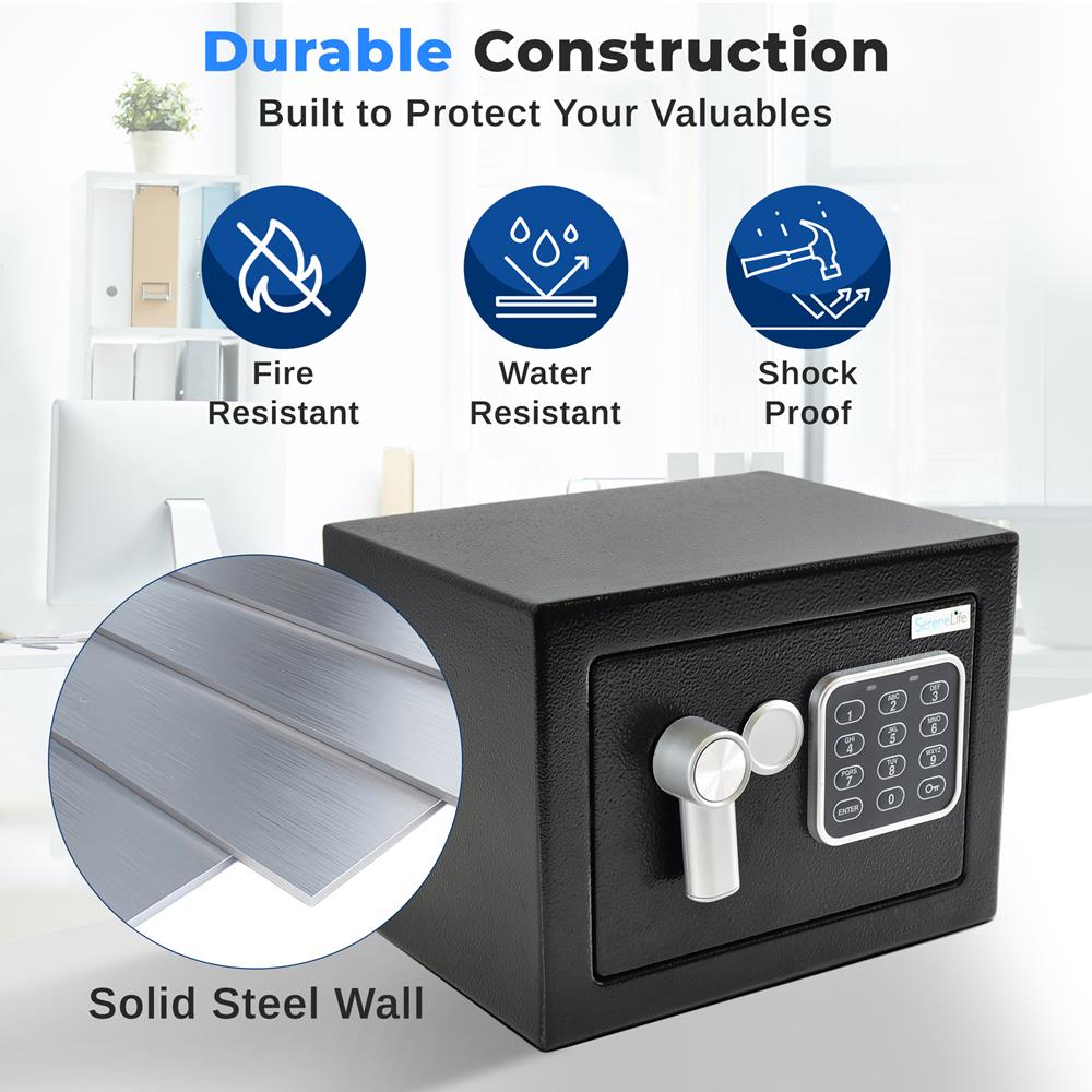 Serenelife Safe Box Tresor digital Stahl schwarz
