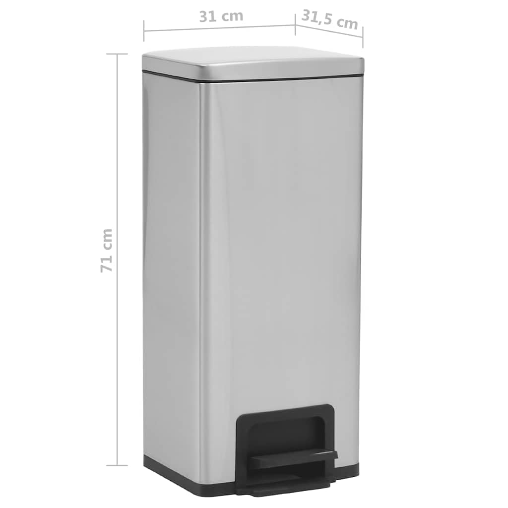 vidaXL Heim & Garten Treteimer 30L silber Edelstahl