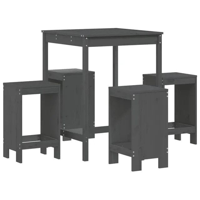vidaXL Heim & Garten 5-tlg. Gartenbar-Set Holz Grau ohne Lehne