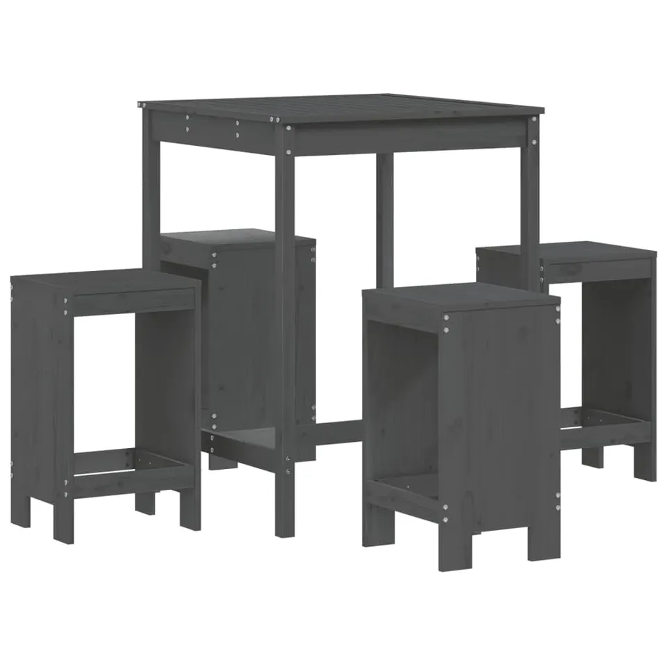 vidaXL Heim & Garten 5-tlg. Gartenbar-Set Holz Grau ohne Lehne