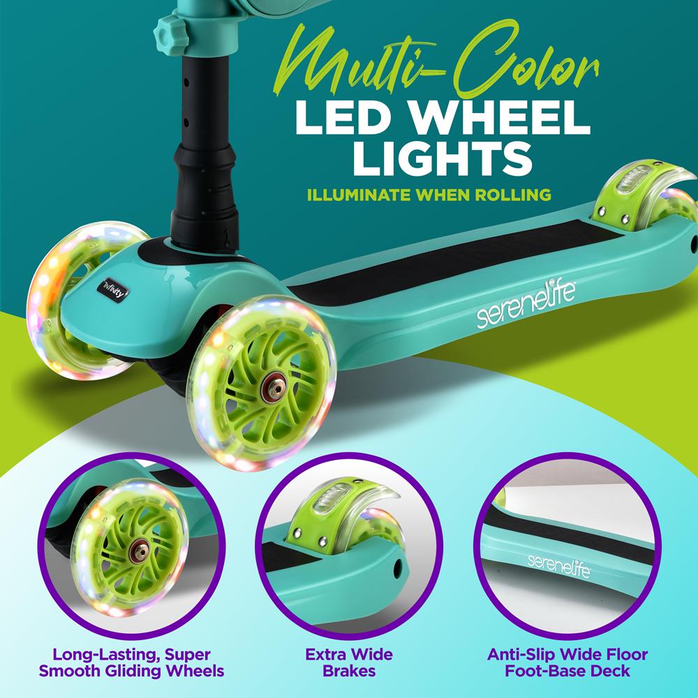 Serenelife Scooters Kinder Scooter 3-Rad LED mit Sitz ab 1 Jahr
