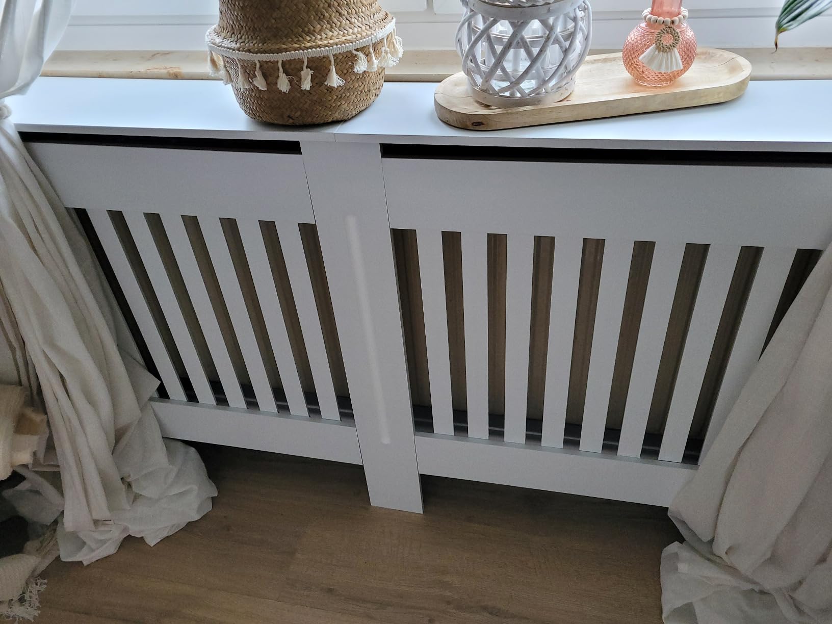 vidaXL Heizkörperverkleidung 112 cm MDF Abdeckung Weiß