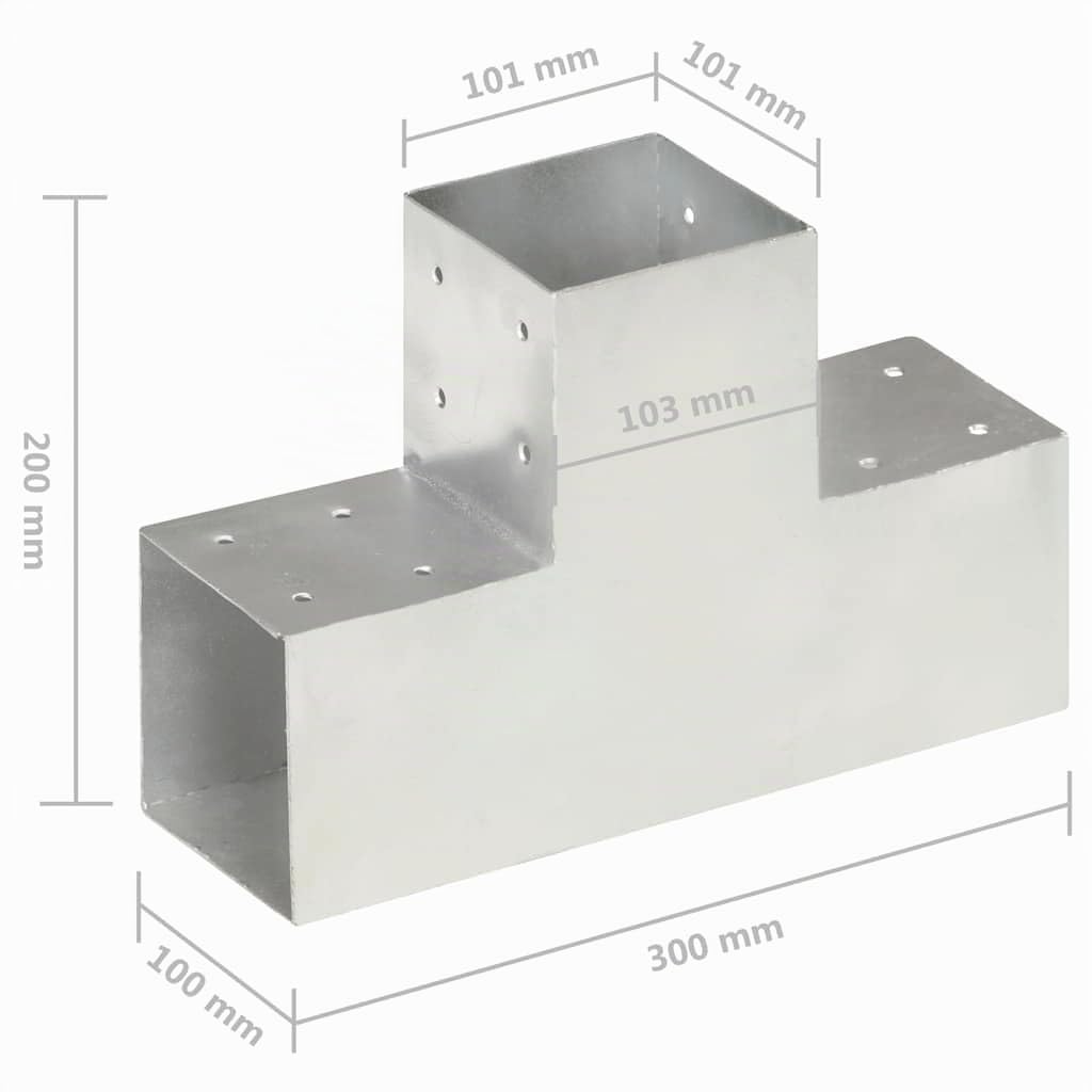 vidaXL Heim & Garten Pfostenverbinder T-Form 101x101mm 4er