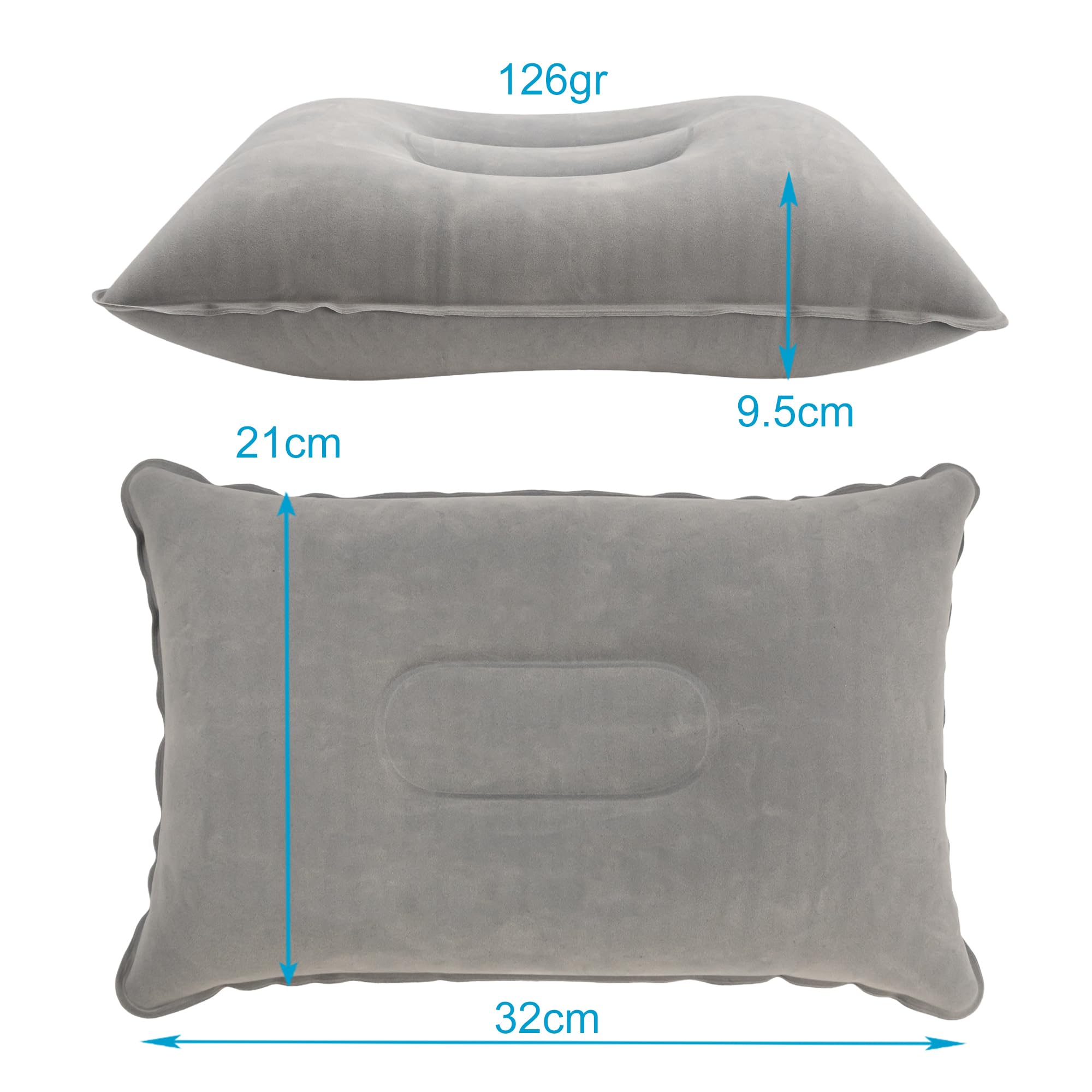 Intirilife Kissen aufblasbar Grau 32x21 cm Camping